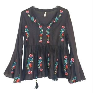 Ethnic by Outfitters Multicolor Embroidered Cotton Boho Blouse Womens Sz Sm